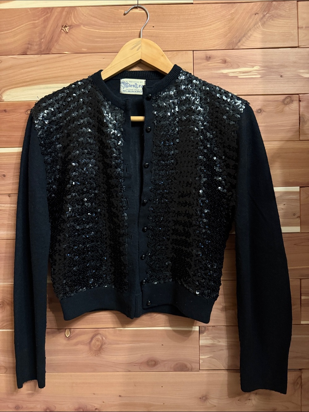 1950/60’s Glen Lea Sequin-Embellished Black Women’s Cardigan Sweater
